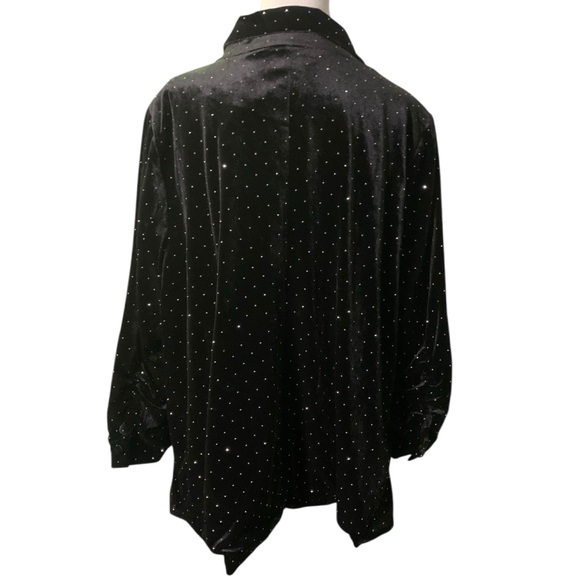 NWT Skies Are Blue Curvy 3X Black Velvet Rhinestone Embellished Blazer Holiday - Picture 3 of 8
